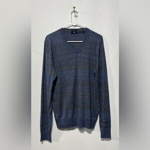 Boss Blue and Grey Slim Fit Striped Finest‎ Italian Yarn Sweater Size Medium